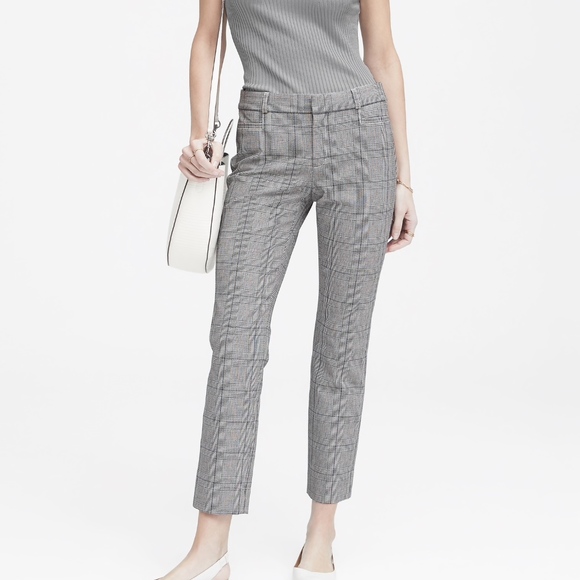 NWOT  Banana Republic Sloan Skinny-Fit Plaid Gray Pant - Picture 6 of 7